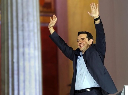 El líder izquierdista griego Alexis Tsipras luego de haber ganado las elecciones en Atenas