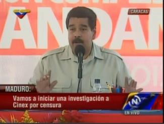 Maduro solicita la averiguación en contra de Cinex por censura (Video)