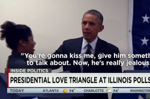 Obama en medio de un triángulo amoroso mientras votaba (Video)