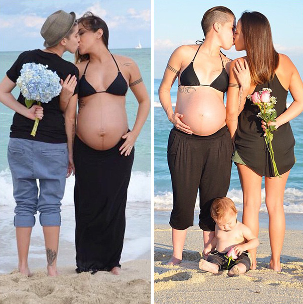 Esta pareja lesbiana publicó fotos de sus embarazos para animar a otras
