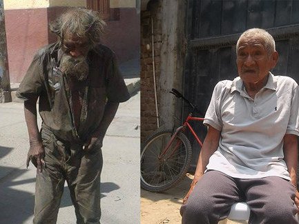 La increíble transformación de un mendigo con la ayuda de algunos vecinos (Fotos)