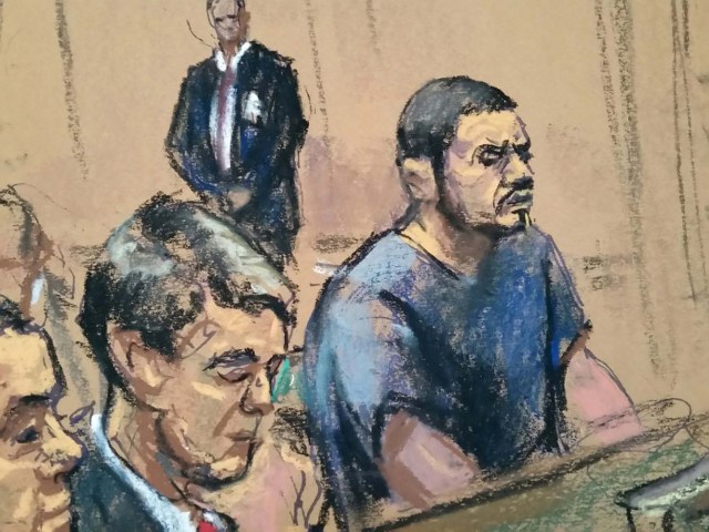 Assistant U.S. Attorneys Brendan Quigley sits by defendant Franqui Francisco Flores de Freitas (R), in federal court in Manhattan, New York, December 17, 2015, in this courtroom sketch. The two nephews of Venezuela's first lady pleaded not guilty on Thursday to U.S. charges that they conspired to import cocaine into the United States. REUTERS/Jane Rosenberg ATTENTION EDITORS - THIS PICTURE WAS PROVIDED BY A THIRD PARTY. REUTERS IS UNABLE TO INDEPENDENTLY VERIFY THE AUTHENTICITY, CONTENT, LOCATION OR DATE OF THIS IMAGE. EDITORIAL USE ONLY. NOT FOR SALE FOR MARKETING OR ADVERTISING CAMPAIGNS. NO RESALES. NO ARCHIVE. THIS PICTURE IS DISTRIBUTED EXACTLY AS RECEIVED BY REUTERS, AS A SERVICE TO CLIENTS