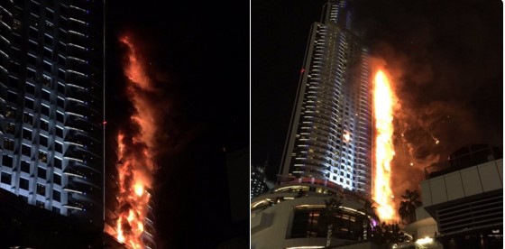 Se incendió un hotel de lujo en Dubái antes de la llegada del año nuevo (VIDEO)