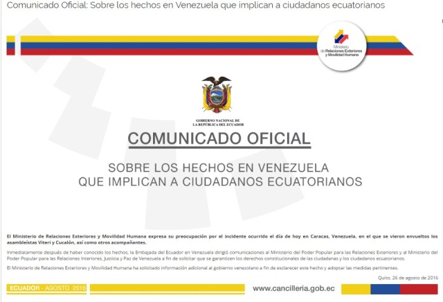 EcuadorComunicadoOficial26AGO2016
