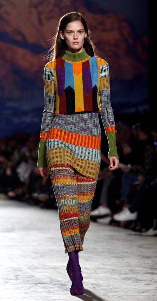 A model presents a creation from the Missoni Autumn/Winter 2017 women's collection during Milan's Fashion Week, in Milan, Italy February 25, 2017. REUTERS/Alessandro Garofalo