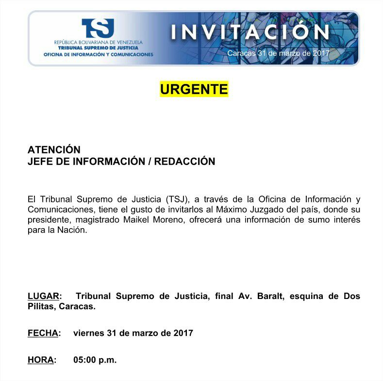 TSJ convocó a pauta urgente… TSJ suspendió convocatoria sin dar explicaciones