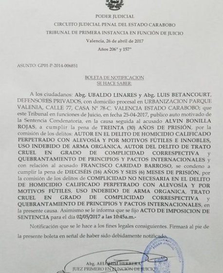 Sentencia de la GNB