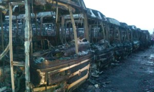 Ministerio Público investiga incendio a 51 unidades de TransBolívar en Ciudad Guayana