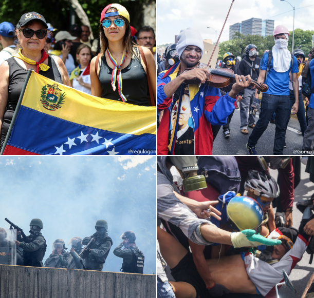 Pre y post represión: La marcha venezolana, el gentío, los mensajes y los heridos de este #18May en FOTOS