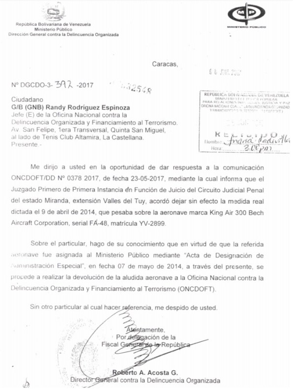 solicitud de entrega de aeronave