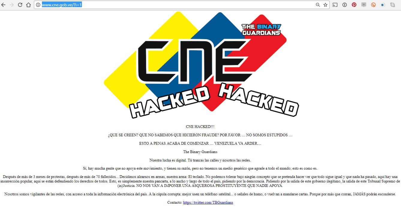 Hackean portal web del CNE y dejan mensaje: ¿Creen que no sabemos que hicieron fraude?