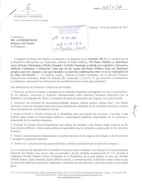 Carta Defensor del Pueblo Pag 1