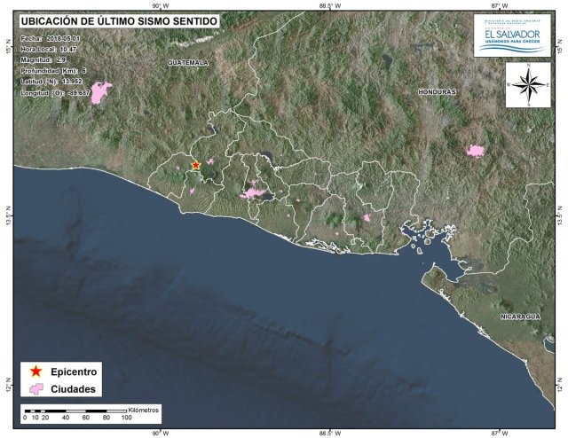 Imágenes del último sismo en El Salvador. Foto: Ministerio de Medio Ambiente y Recursos Naturales (MARN) - Twitter @MARN_SV  