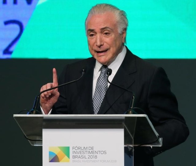 El presidente brasileño, Michel Temer, en un foro de inversiones en Sao Paulo, mayo 29, 2018. REUTERS/Paulo Whitaker