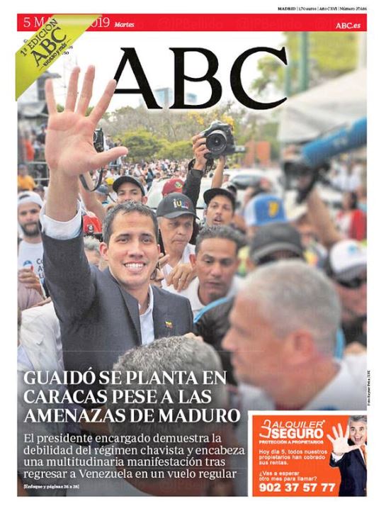 Portadas de la prensa internacional para este martes 5 de marzo de 2019