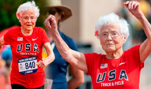 Abuelita de 103 años, apodada “Huracán Hawkins”, bate récords en las pistas de atletismo