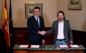 Pedro Sánchez y Pablo Iglesias presentan programa para su Gobierno de coalición