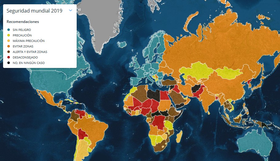 El mapa de los países más peligrosos en 2019