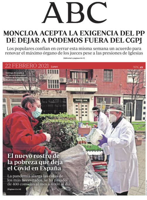 Portadas de la prensa internacional de este lunes 22 de febrero de 2021