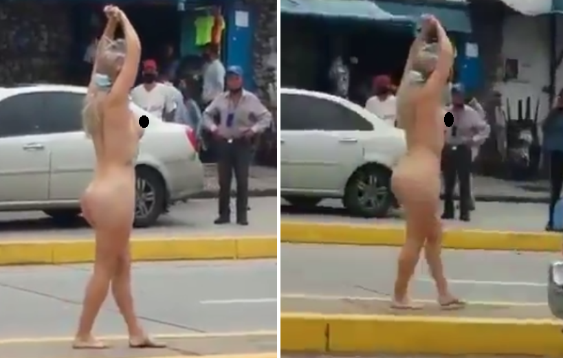 En VIDEO: Posó desnuda en plena calle de Mérida y conmocionó a los transeúntes