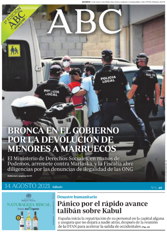 Portadas de la prensa internacional de este sábado 14 de agosto de 2021