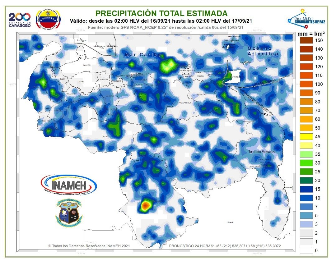 Nubosidad, lluvias, ráfagas de viento y descargas eléctricas: El pronóstico de Inameh para este #16Sep