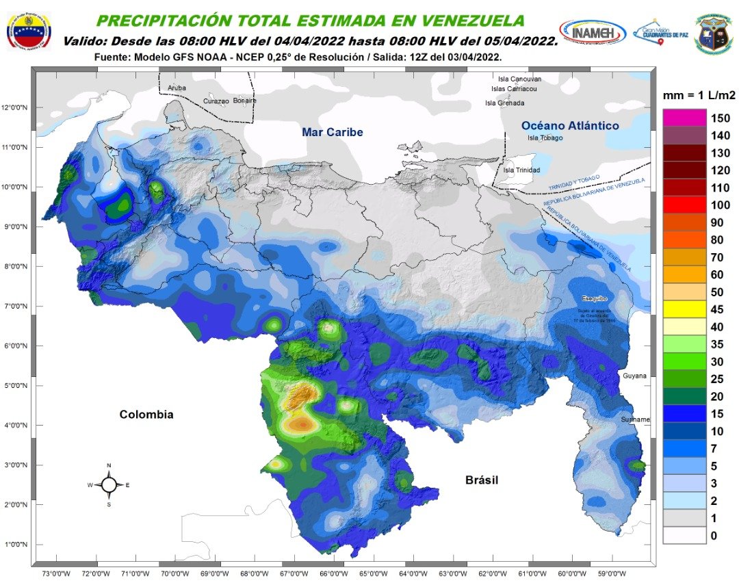 Inameh prevé nubosidad y descargas eléctricas en varios estados de Venezuela #4Abr