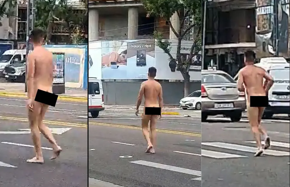 VIDEO: por un insólito motivo, acabó corriendo desnudo por las calles de Buenos Aires