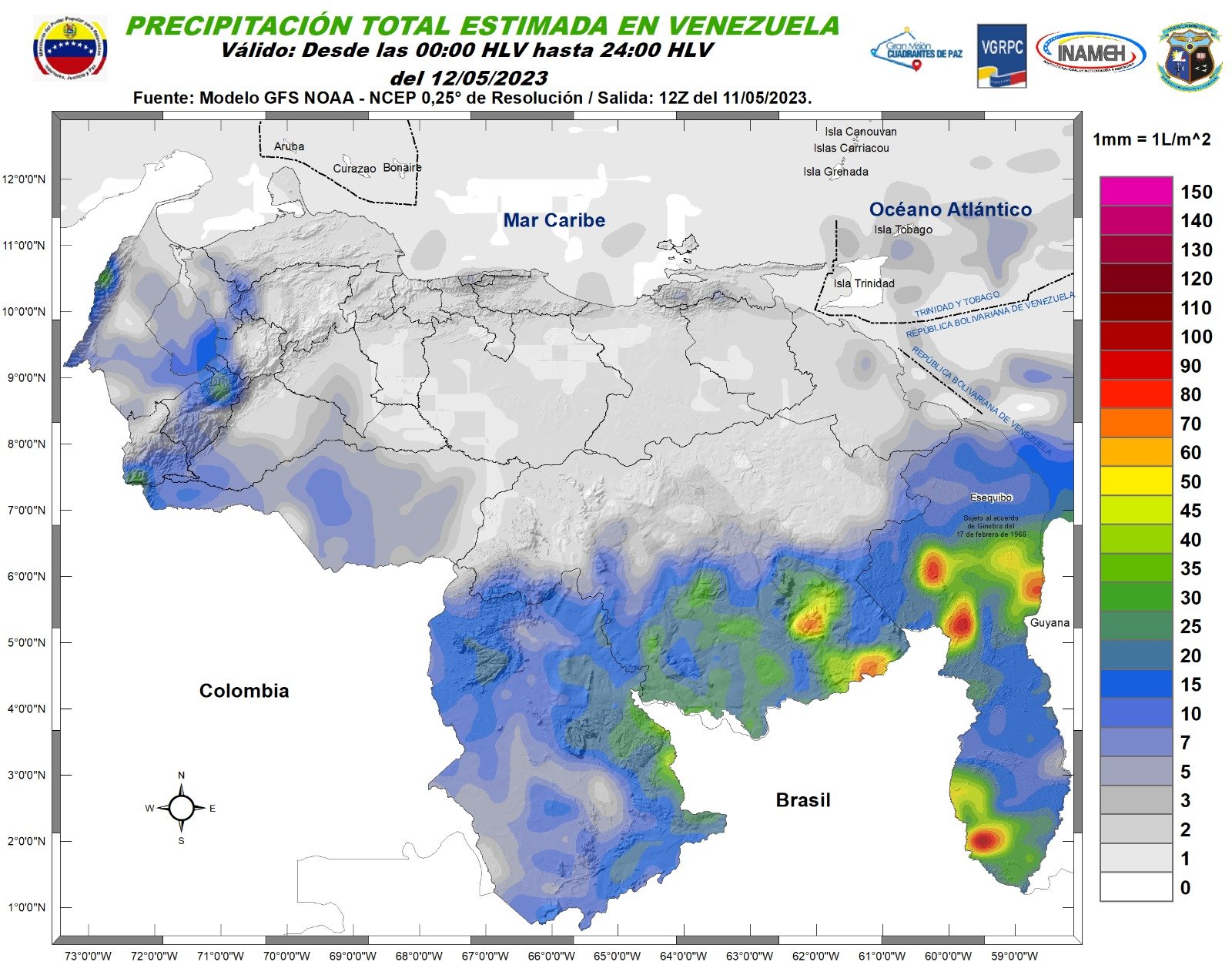Inameh prevé nubosidad y descargas eléctricas en algunos estados de Venezuela este #12May