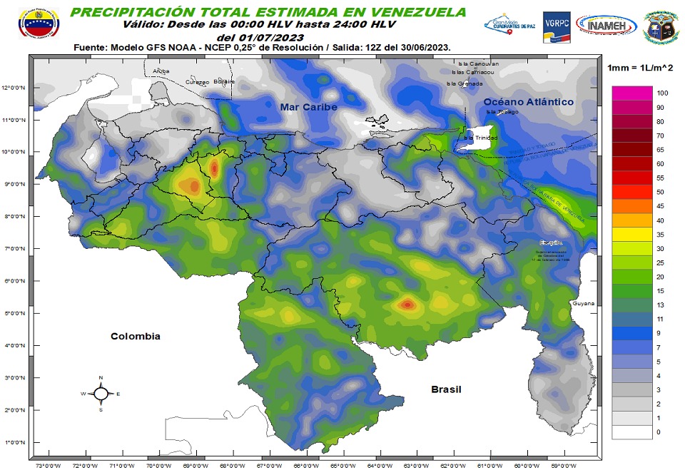 El estado del tiempo en Venezuela este #1Jul, según Inameh